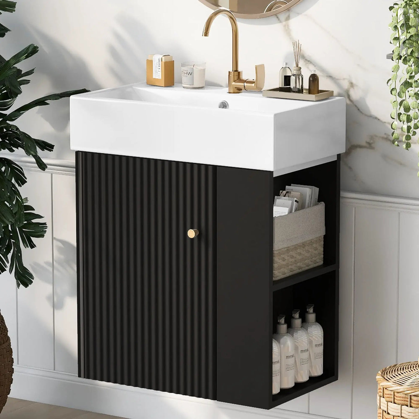 Modern Floating Bathroom Vanity With Ceramic Basin Perfect For Small Bathrooms by Unique Piece Furniture