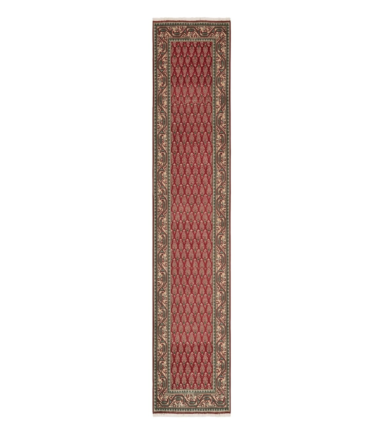 Persian Tabriz Runner Rug 3x16, Paisley Boteh Design, Red and Cream, Rug for Hallway, 16ft Wool Runner by Jewel Rugs