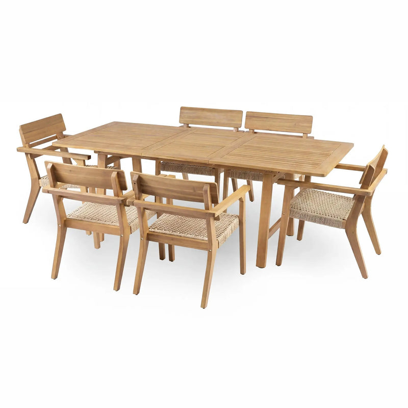 7-Piece Extendable Acacia Wood Outdoor Dining Set by HouseOfZazla