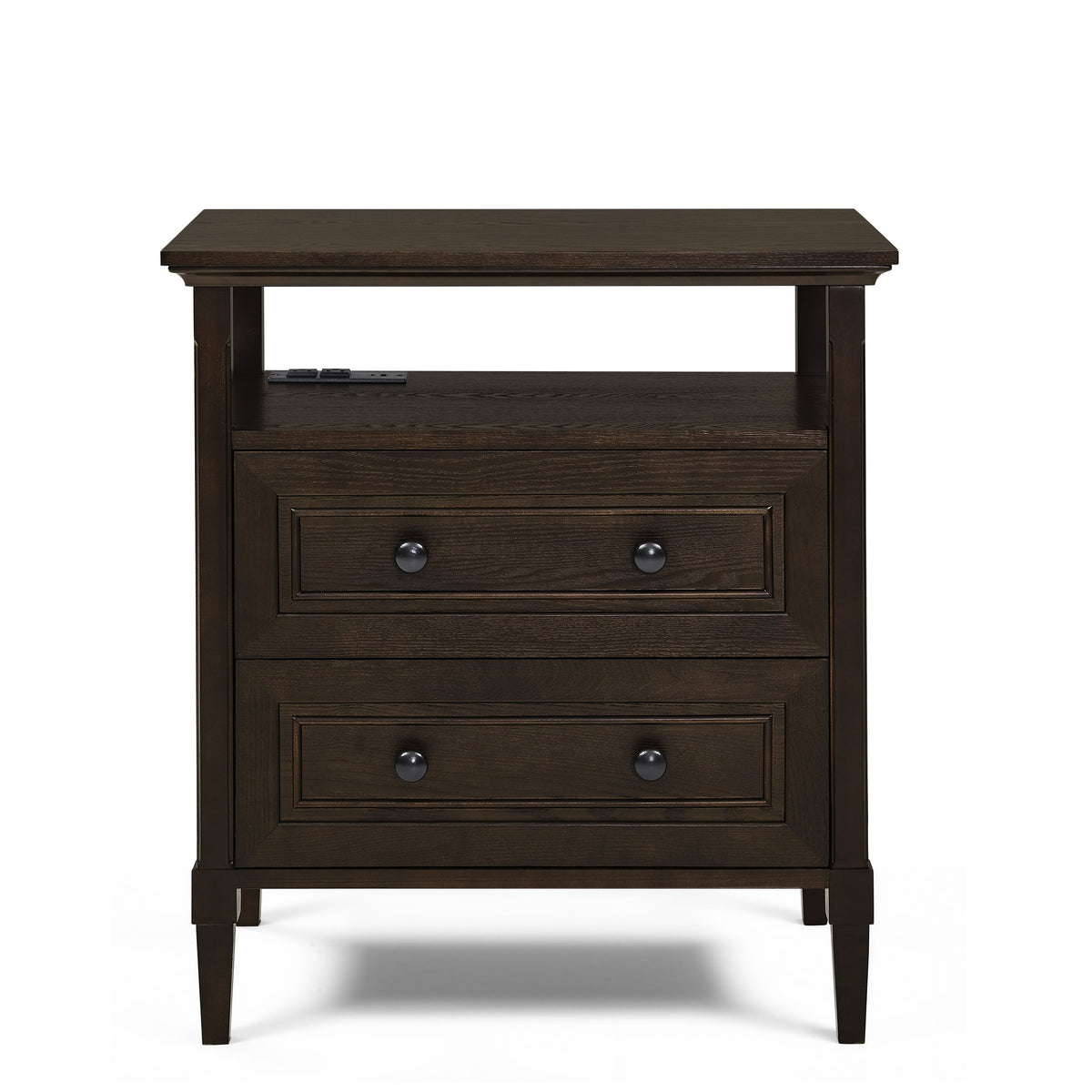 Wooden Bedside Nightstand with Open Cubby & 2 Storage Drawers, photo 9 of 10
