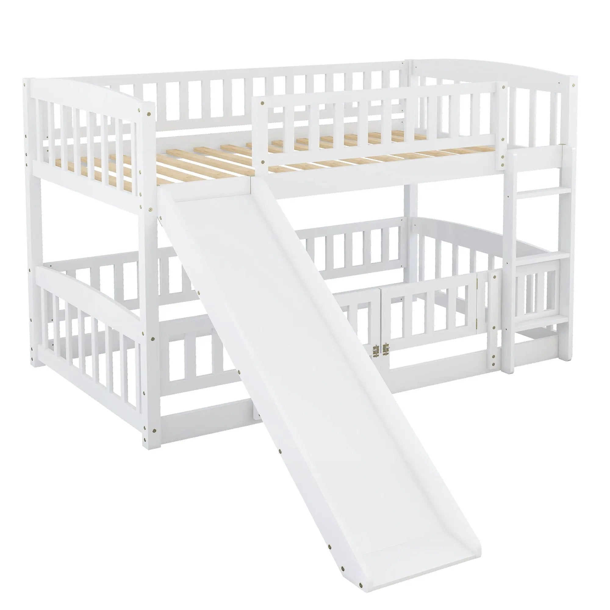 Low Bunk Bed With Slide, Fence And Ladder by Unique Piece Furniture