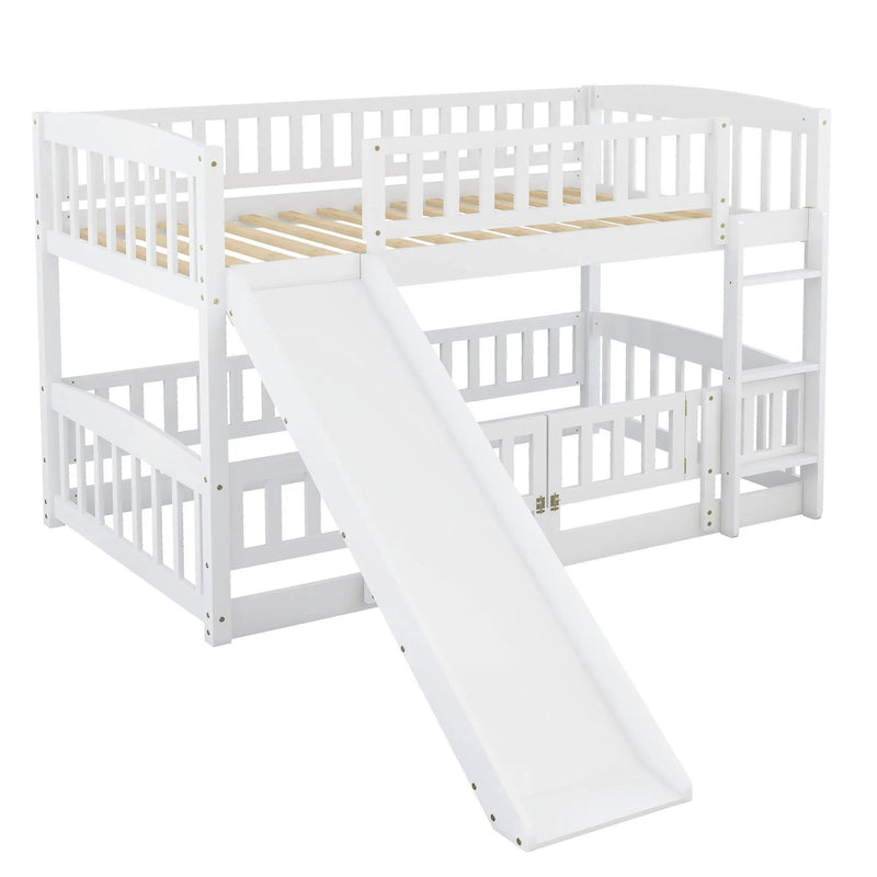 Low Bunk Bed With Slide, Fence And Ladder by Unique Piece Furniture