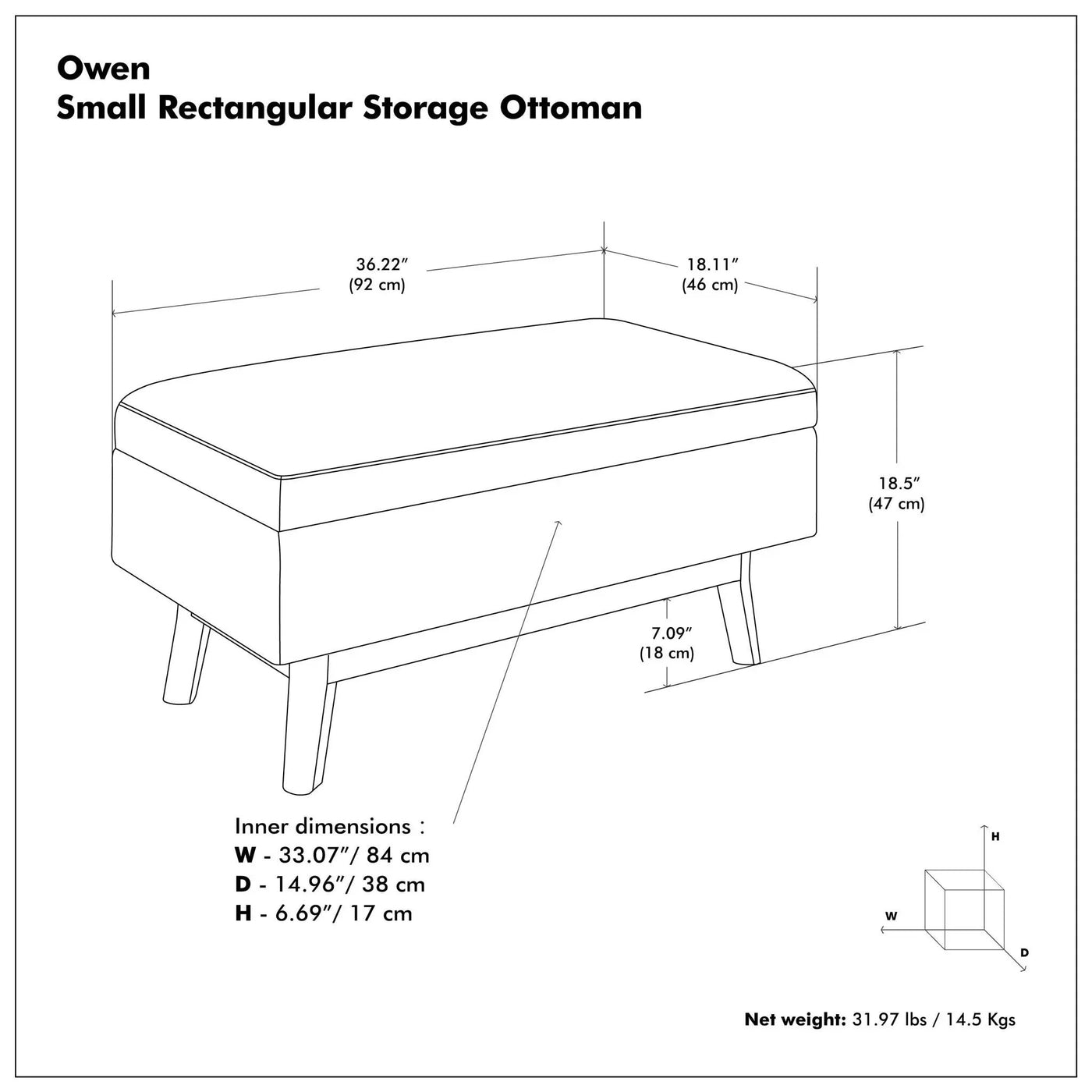Owen - Upholstered Rectangular Storage Ottoman by HouseOfZazla