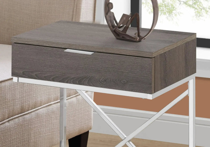 Accent Side Table with Storage Drawer in Taupe by HouseOfZazla
