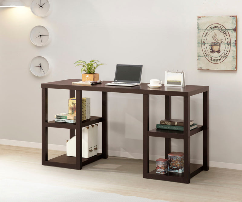 Mahogany Writing Desk with Storage Shelves - 60 Inch Wide