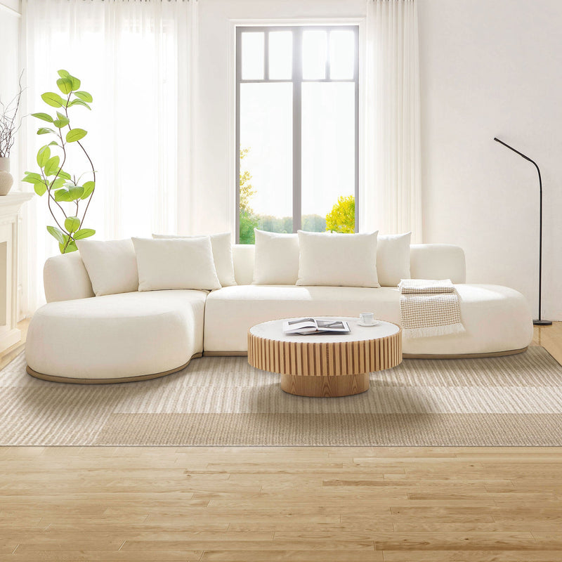 Oversized L-Shape Sectional Sofa with Ottoman with Spacious Seating - Beige, photo 3 of 10