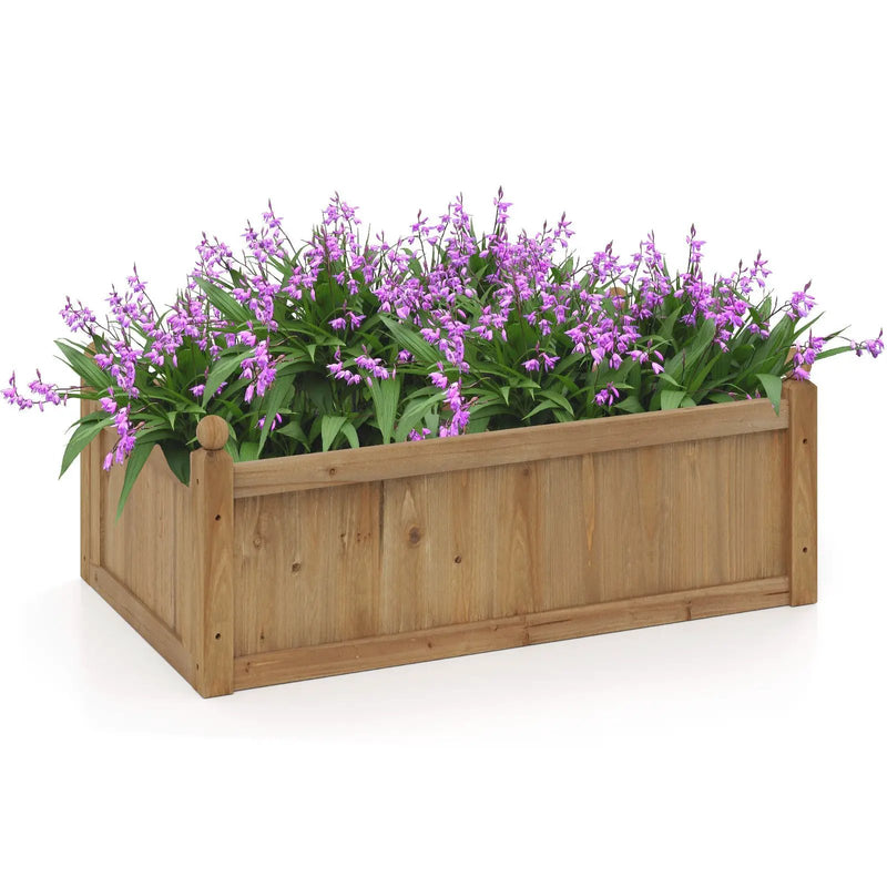 46 x 24 x 16 Inch Rectangular Planter Box with Drainage Holes for Backyard Garden Lawn-Brown by DirectDeals