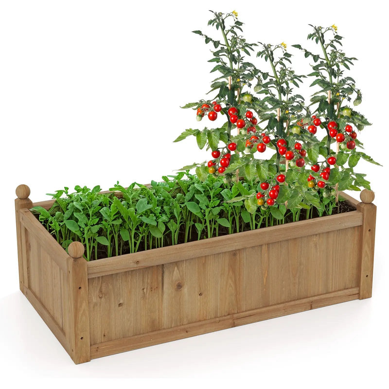 46 x 24 x 16 Inch Rectangular Planter Box with Drainage Holes for Backyard Garden Lawn-Brown by DirectDeals