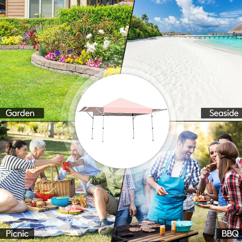 17 Feet x 10 Feet Foldable Pop Up Canopy with Adjustable Instant Sun Shelter by DirectDeals