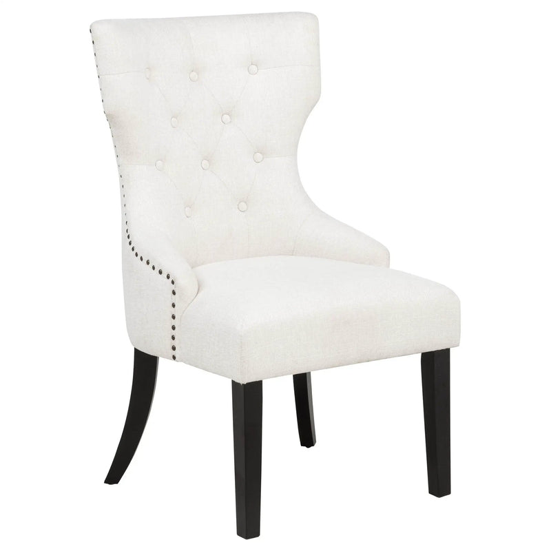Baney Fabric Upholstered Dining Side Chair Cream and Black by Unique Piece Furniture
