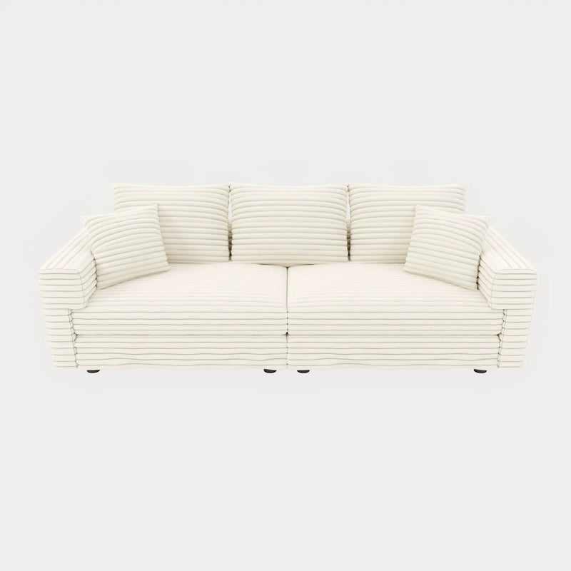 Deep Seat Convertible Sofa With Soft Pillows And Ottomans