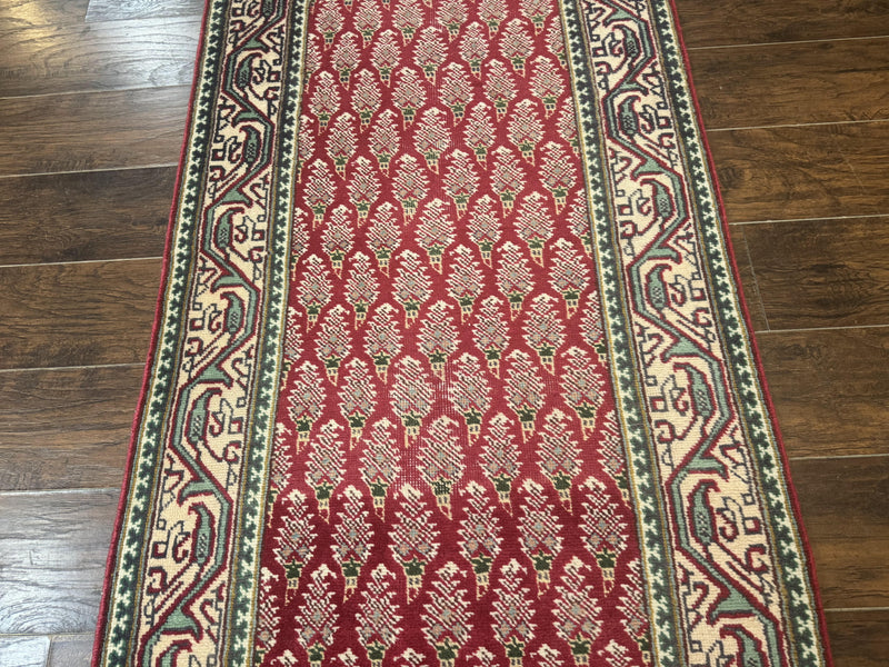 Persian Tabriz Runner Rug 3x16, Paisley Boteh Design, Red and Cream, Rug for Hallway, 16ft Wool Runner by Jewel Rugs