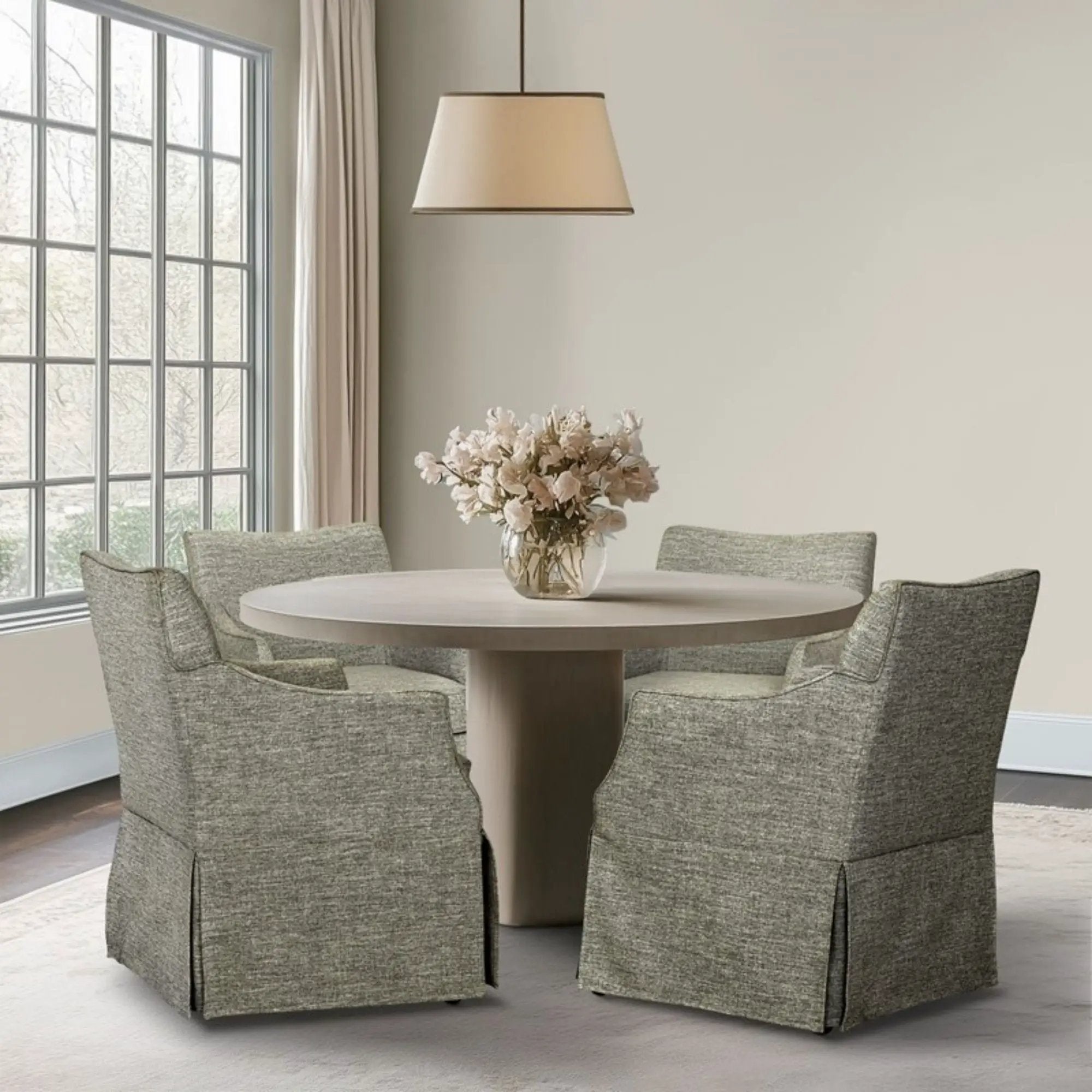 London - Upholstered Skirted Dining Arm Chair by HouseOfZazla