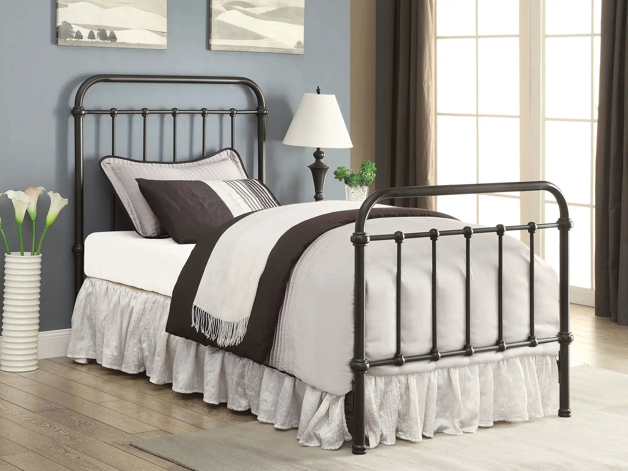 Livingston Metal Twin Open Frame Bed Dark Bronze by Unique Piece Furniture