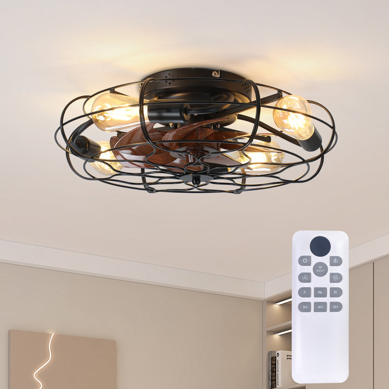 19.7" Industrial Caged Ceiling Fan with Light by HouseOfZazla
