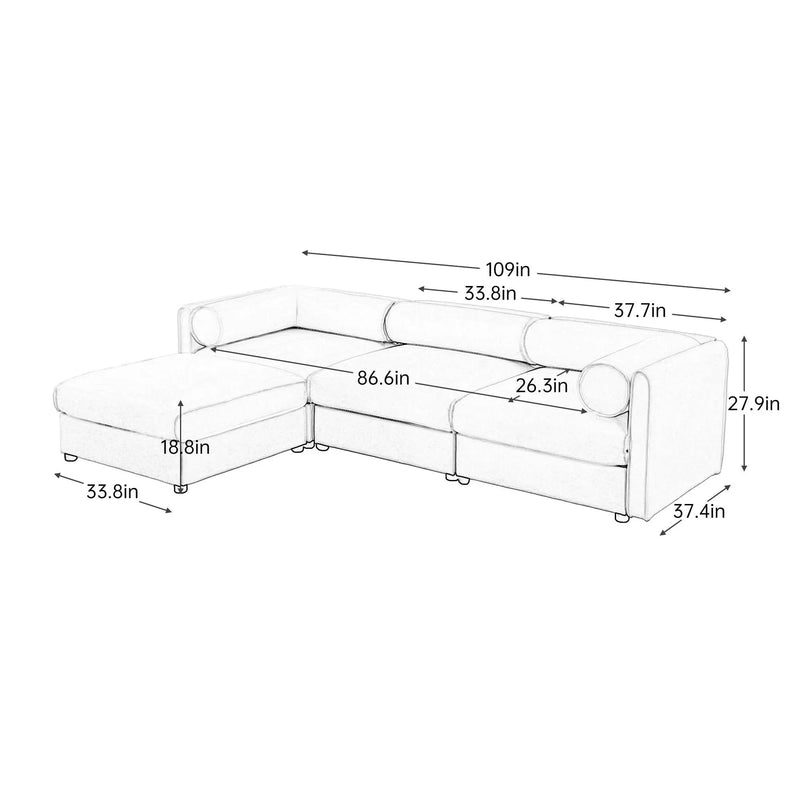 Contemporary Elegant Sofa With Storage And Ottoman by HouseOfZazla