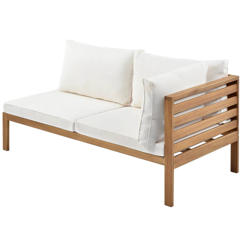 Wood Structure Outdoor Sofa Set with Beige Cushions by HouseOfZazla
