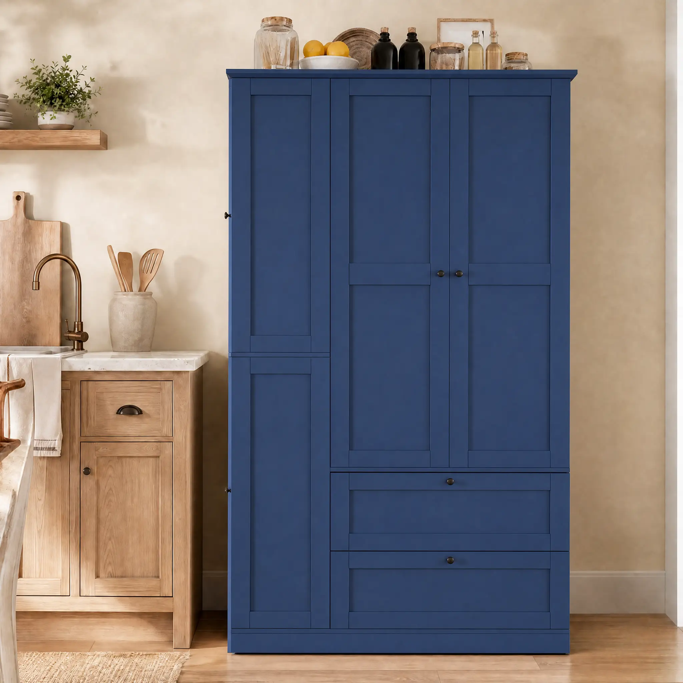 TOPMAX 73.6" Tall Farmhouse Kitchen Pantry Cabinet with 8 Shelves by HouseOfZazla
