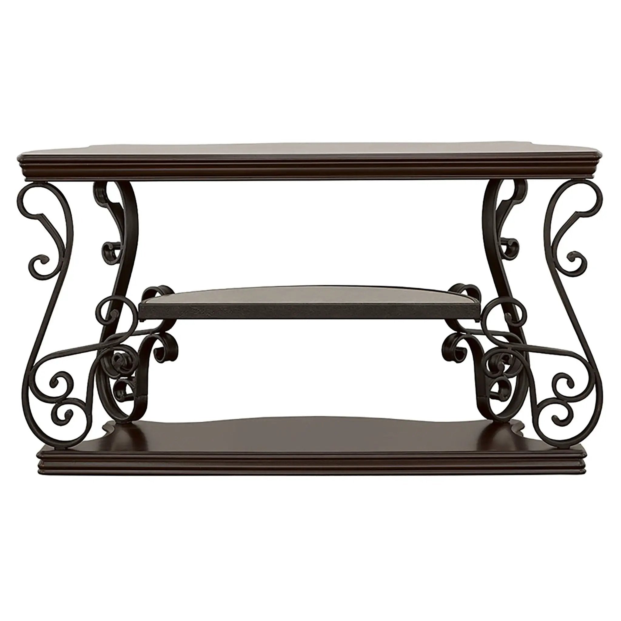 Laney Scrollwork Entryway Sofa Console Table Deep Merlot by Unique Piece Furniture