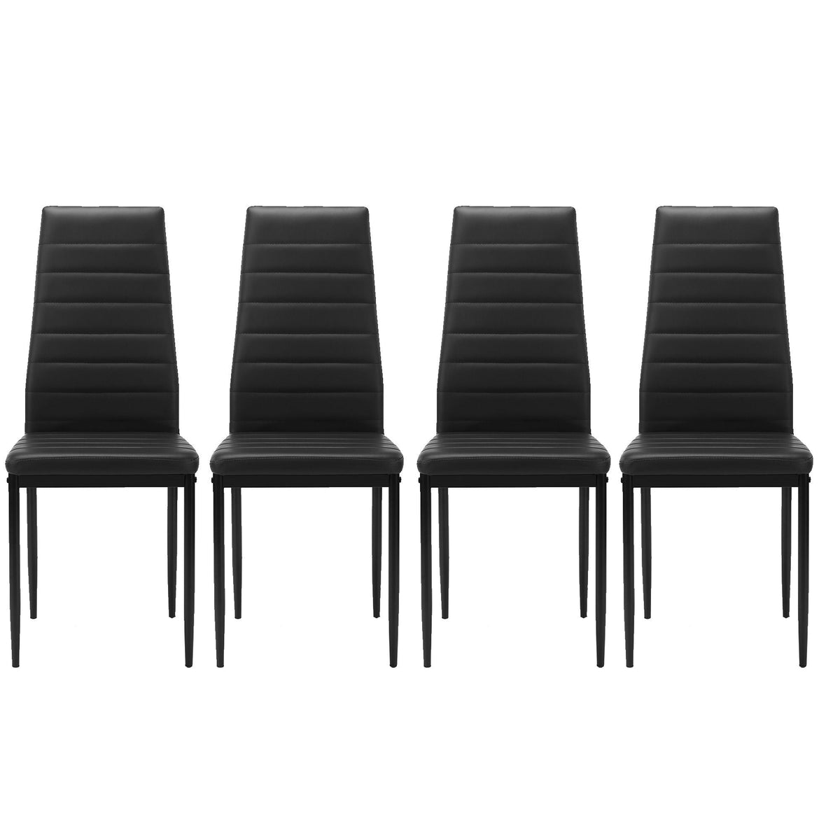 Black Dining Chair Set of 4 with PU Leather Upholstery, photo 3 of 6