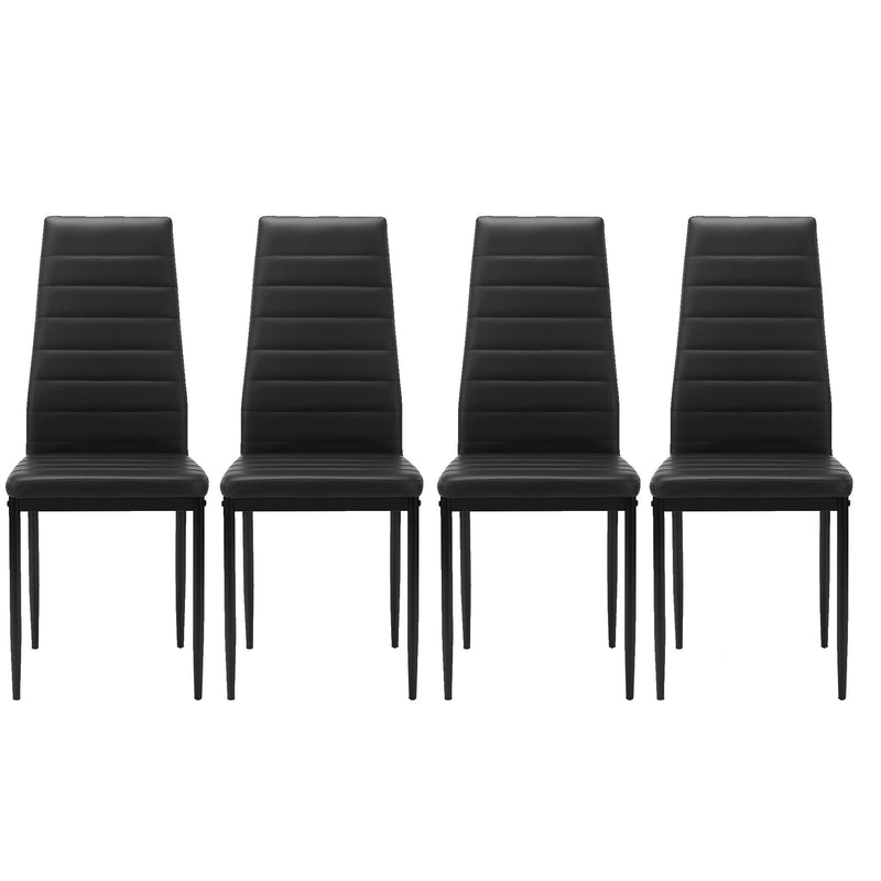 Black Dining Chair Set of 4 with PU Leather Upholstery, photo 3 of 6