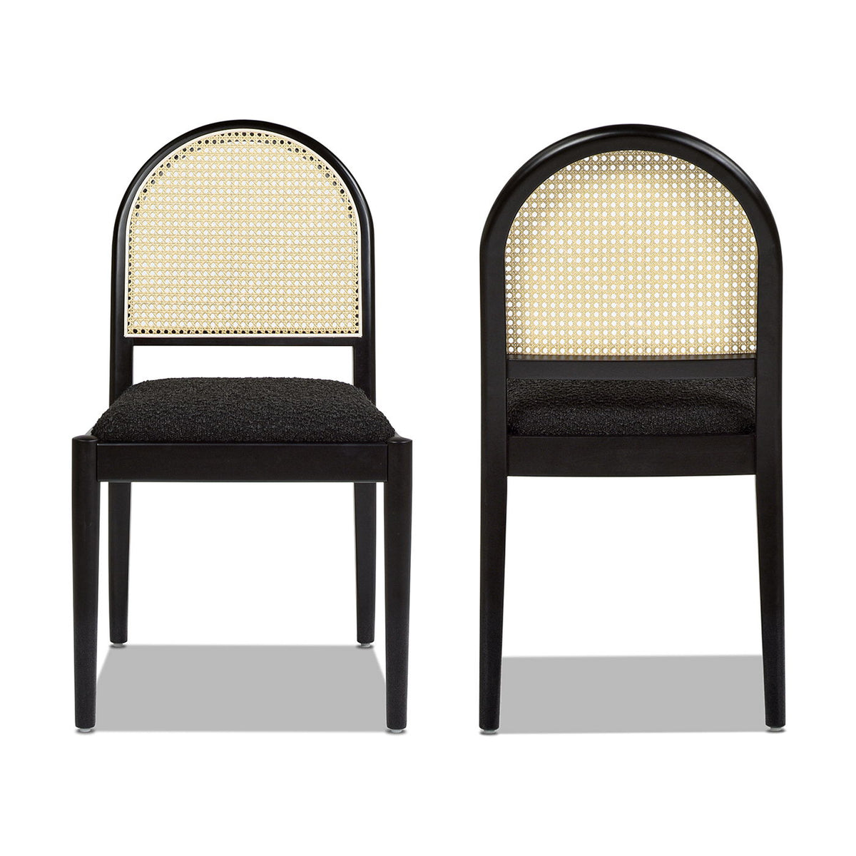 Curved Cane Dining Chair Set with Cane-Inspired Resin Back - Black or Light Brown, photo 10 of 21