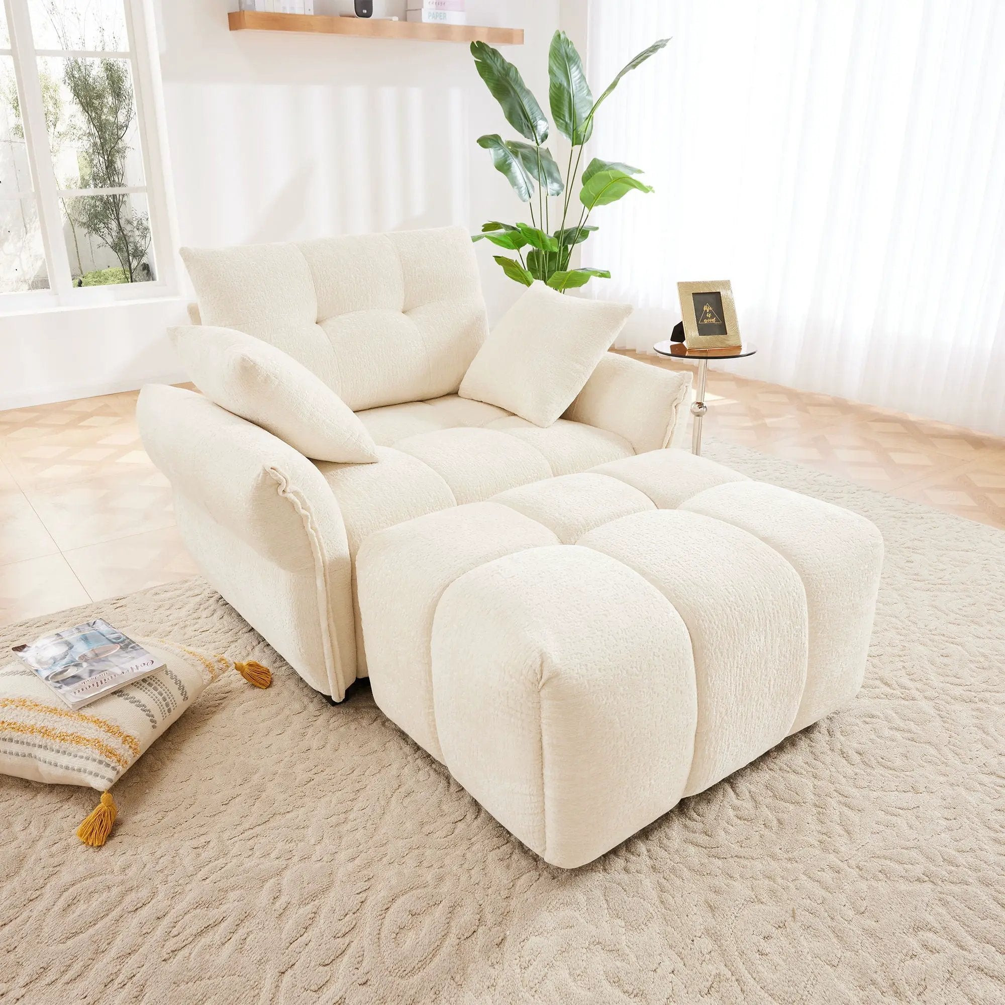 Ergonomic Single Seater Sofa With Ottoman, High Resilience Support Cushions by Unique Piece Furniture