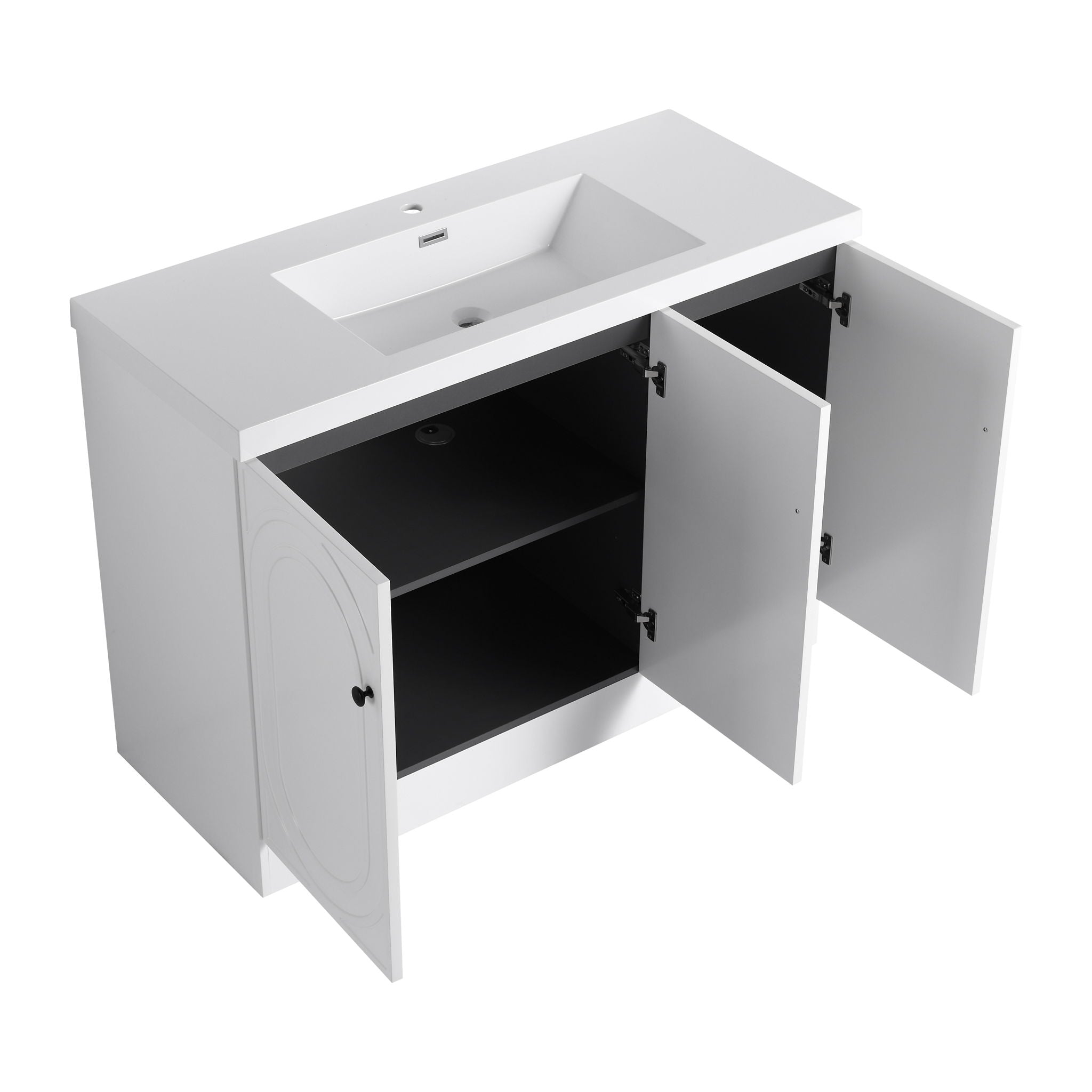 Contemporary Freestanding Bathroom Vanity With Resin Sink & Soft-Close Cabinet Doors by HouseOfZazla