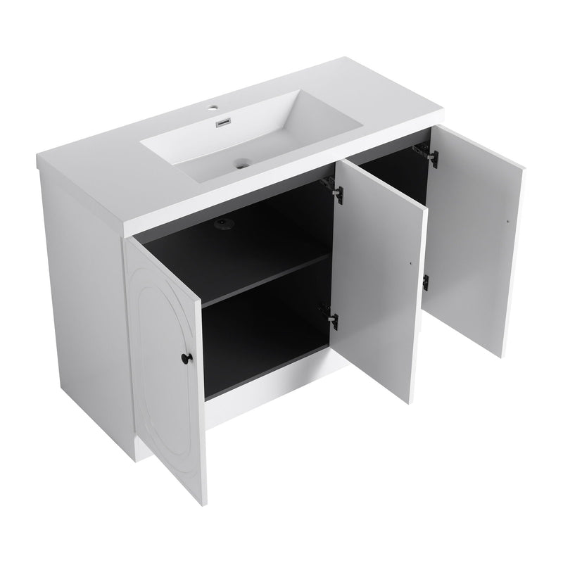 Contemporary Freestanding Bathroom Vanity With Resin Sink & Soft-Close Cabinet Doors by HouseOfZazla