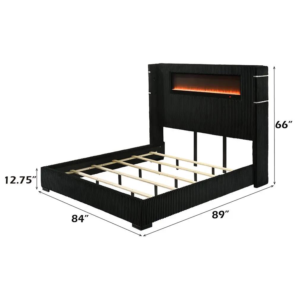 Garner - Bed With Fireplace, LED, Reading Light, Speaker, Bluetooth & USB by Unique Piece Furniture