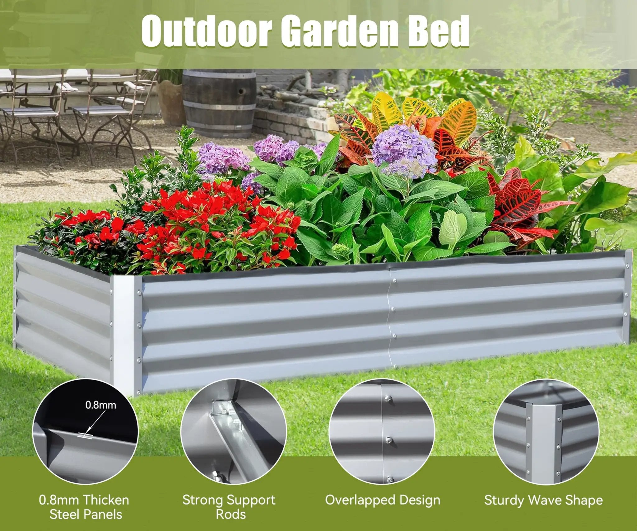 6x3x1ft Galvanized Raised Garden Bed by HouseOfZazla