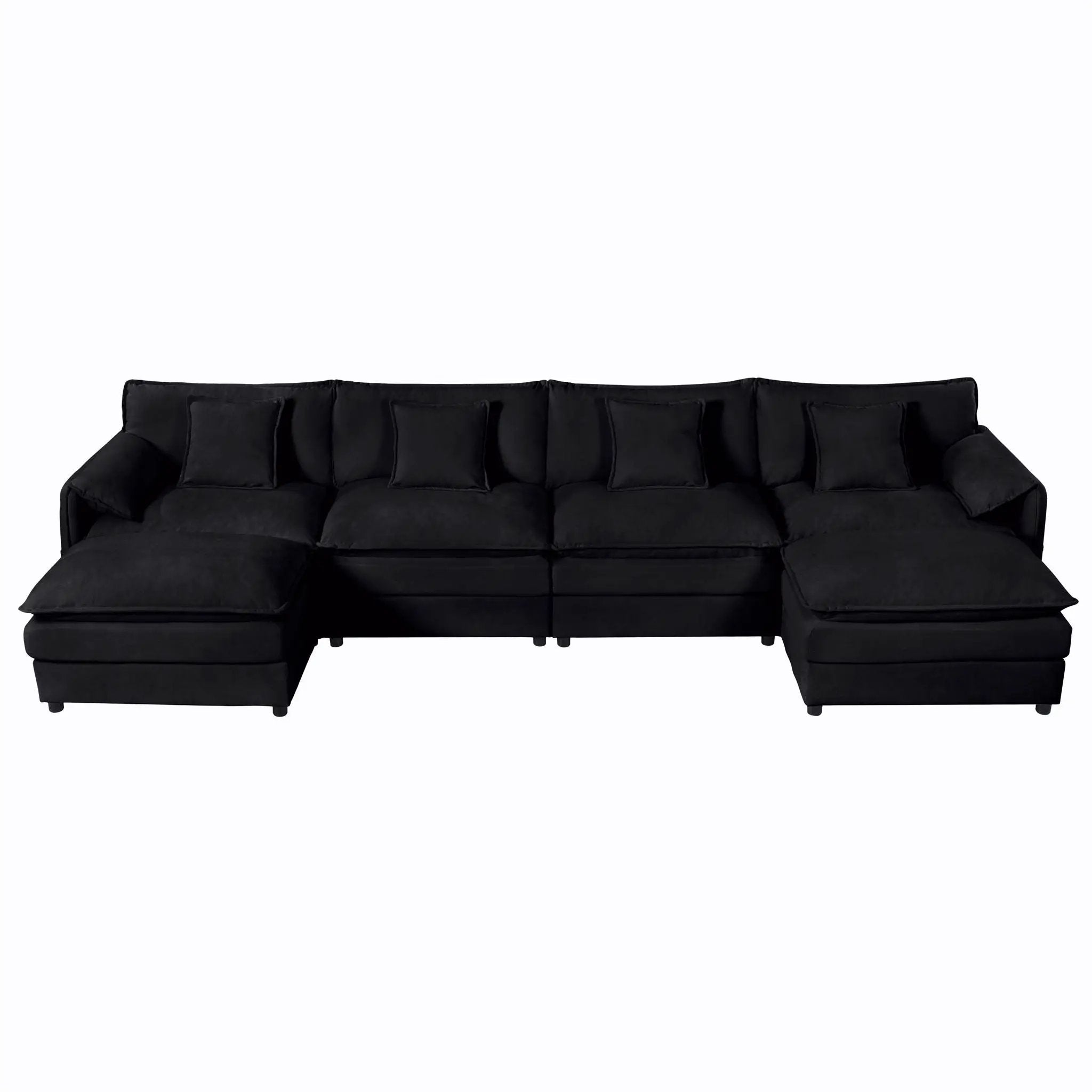 Modern Comfy Deep Seat Modular Sectional Sofa Cloud Couch With Ottoman by Unique Piece Furniture