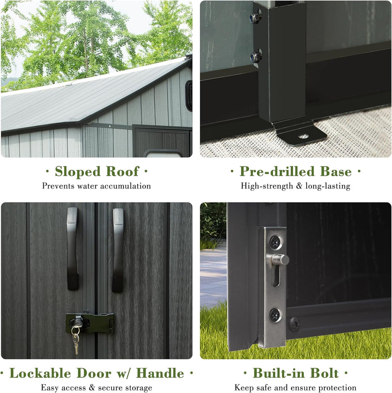 5x3FT Outdoor Resin Storage Shed with Transparent Windows & Louvered Vents by HouseOfZazla