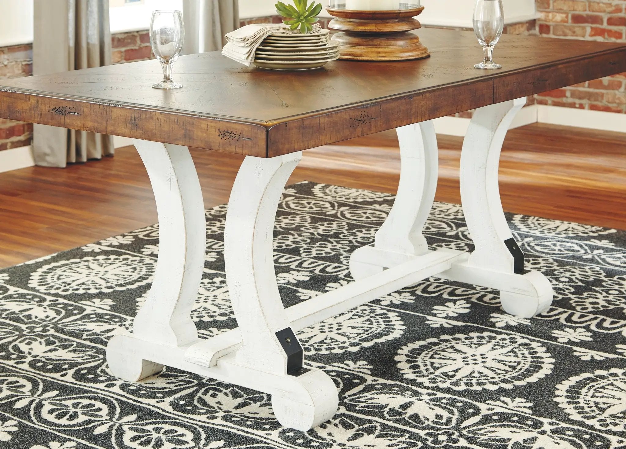 Valebeck - Rectangular Dining Room Table - White / Brown by Unique Piece Furniture