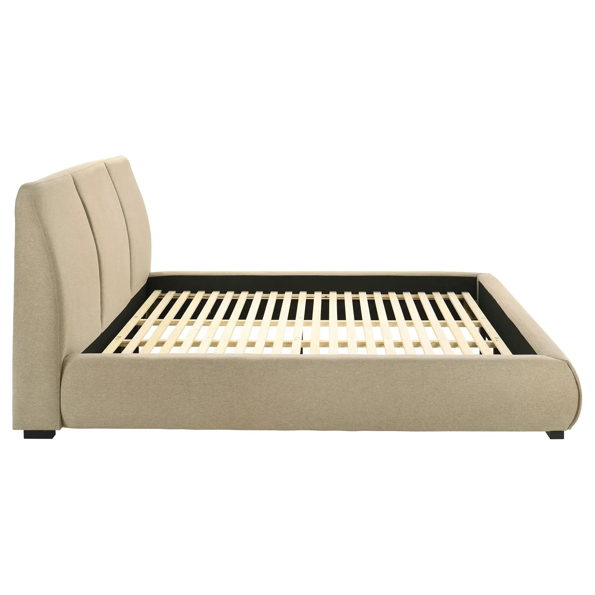 Mokena 46-inch Upholstered Eastern King Platform Bed Brown by Unique Piece Furniture