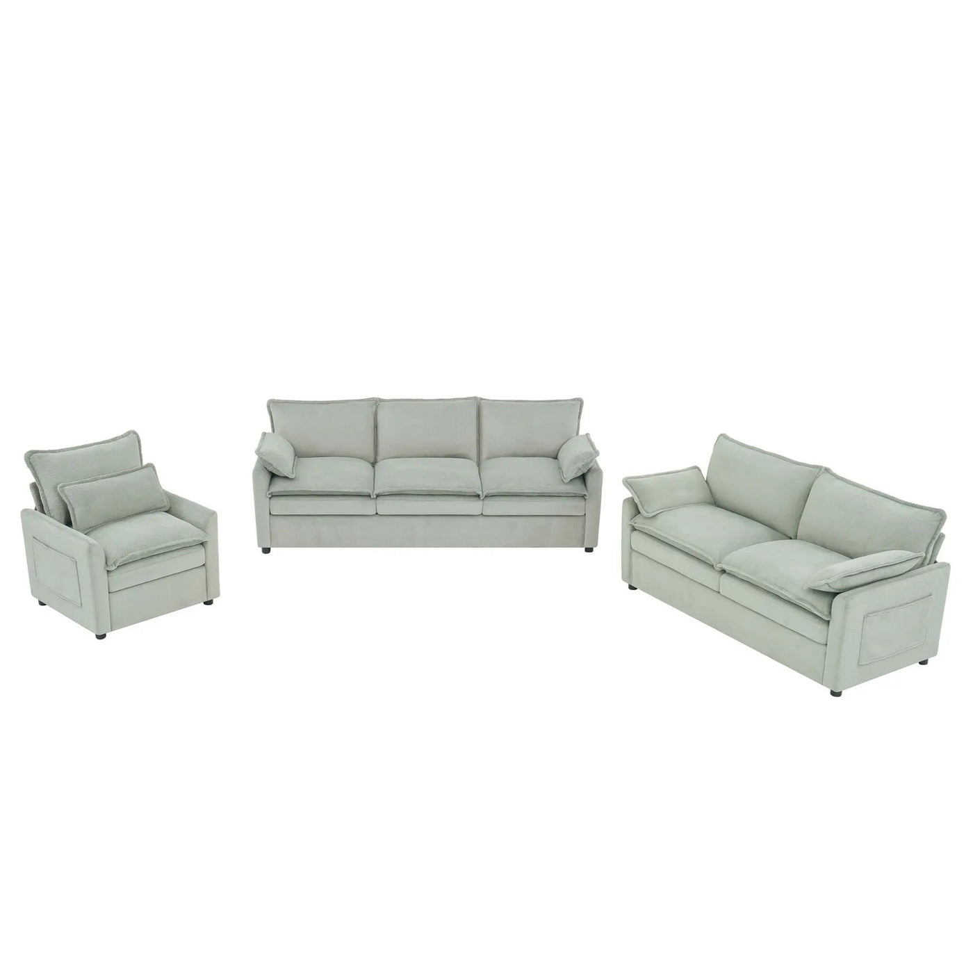 Modern Sofa Set With Double Layer Cushion And Side Storage Pockets by HouseOfZazla