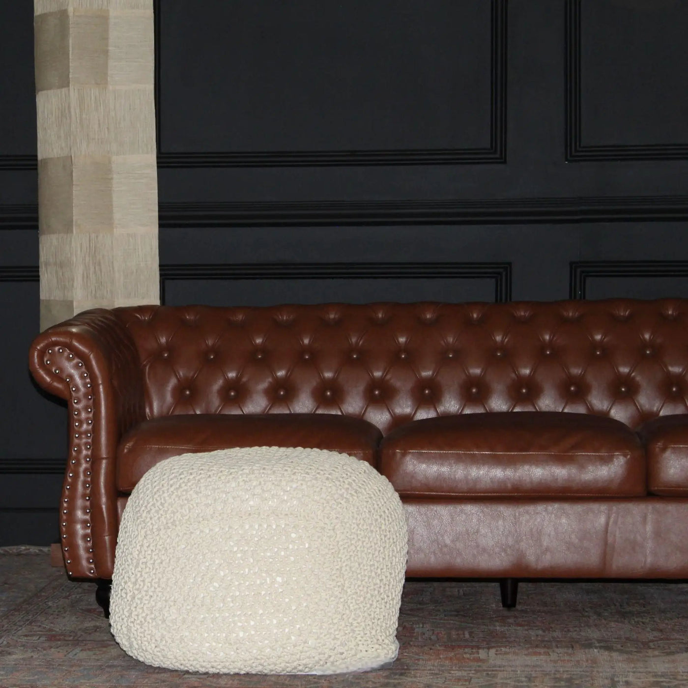 Semi Rounded Pouf, Cable Knitted, Perfect Seating by HouseOfZazla
