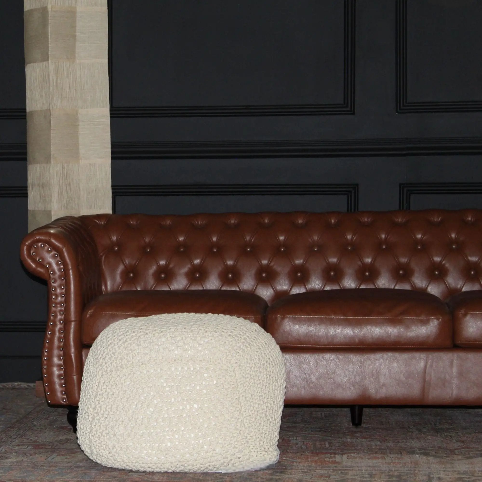 Semi Rounded Pouf Cable Knitted Perfect Seating by HouseOfZazla