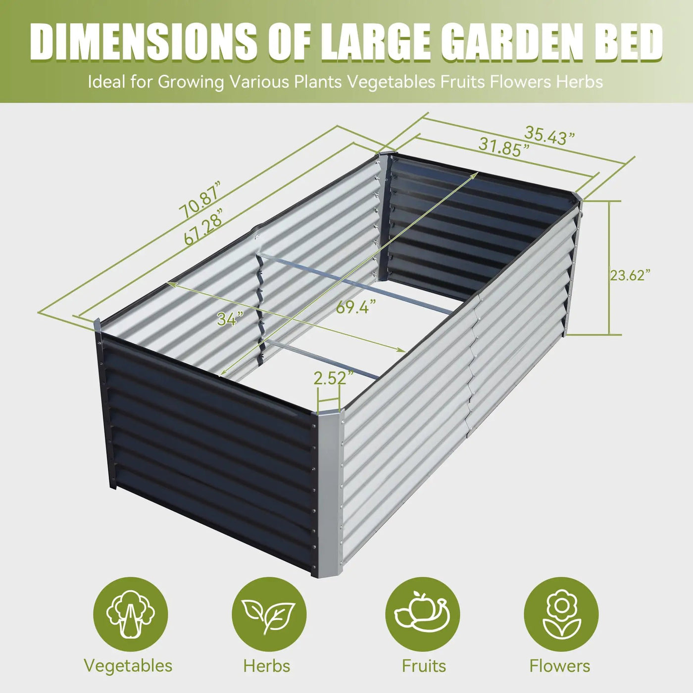 6x3x2ft Galvanized Raised Garden Bed by HouseOfZazla