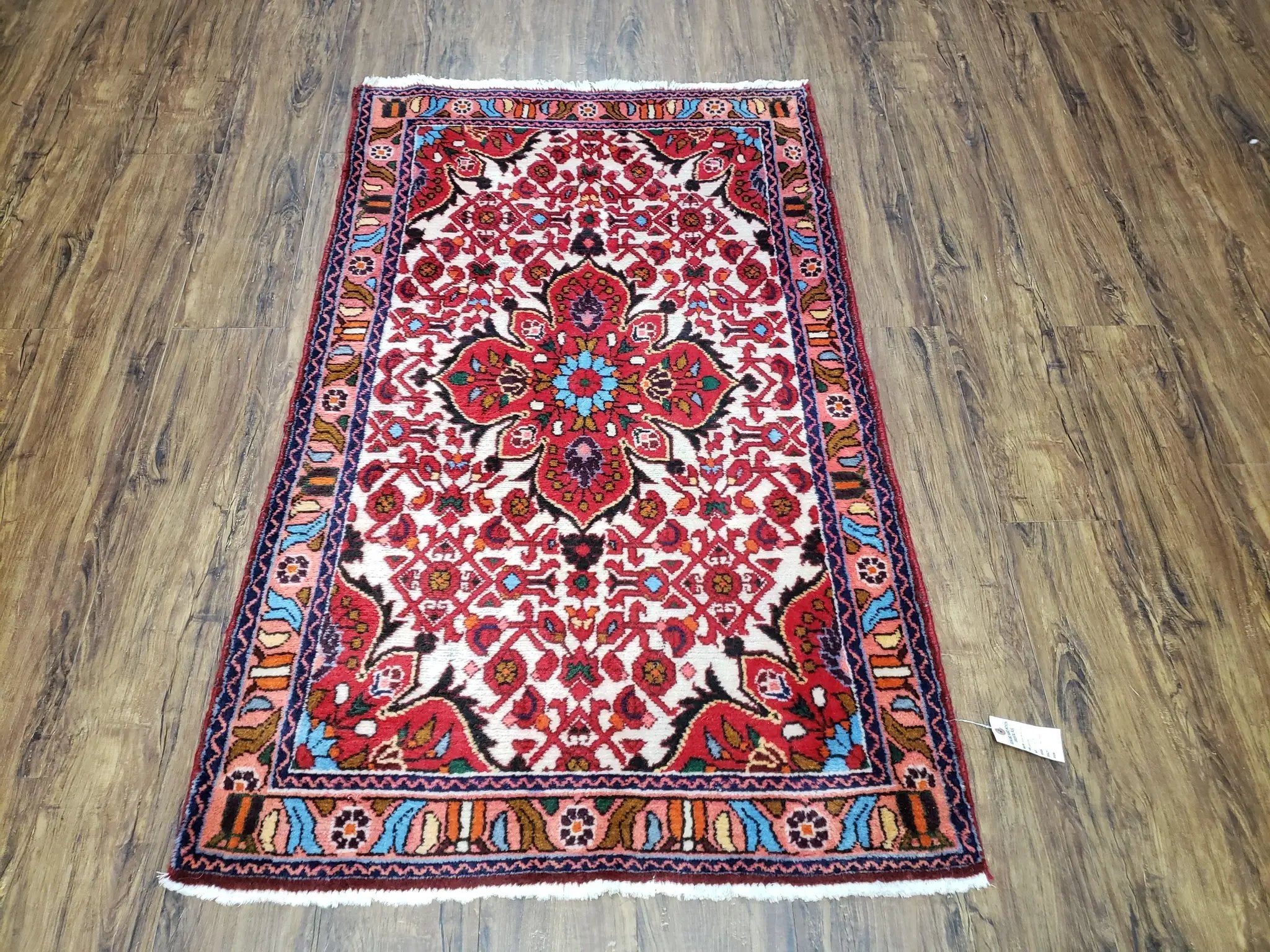 3' 2' X 5' 1" Handmade Floral Wool Rug Red Beige /Ivory by Jewel Rugs