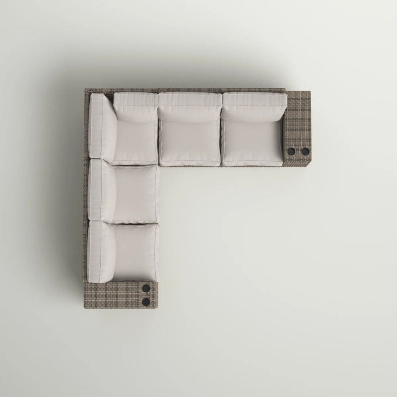 Wide Outdoor Wicker Patio Sectional with Cushions & Reversible Design - Gray, photo 2 of 9