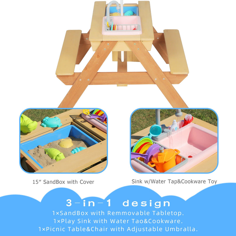 Kids Picnic Table With Sand and Water Table Conversion by HouseOfZazla