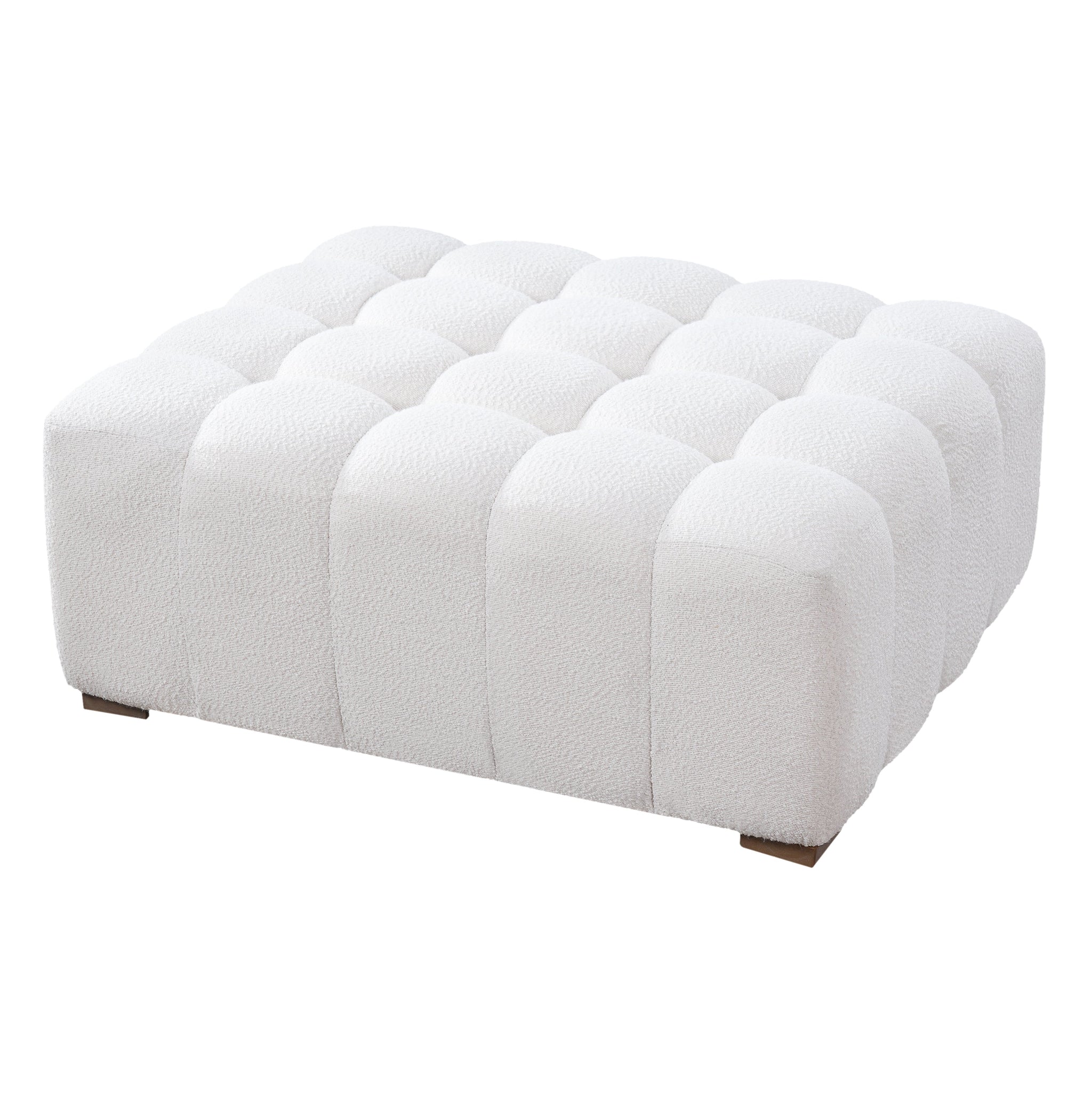 White Boucle Multipurpose Ottoman by HouseOfZazla