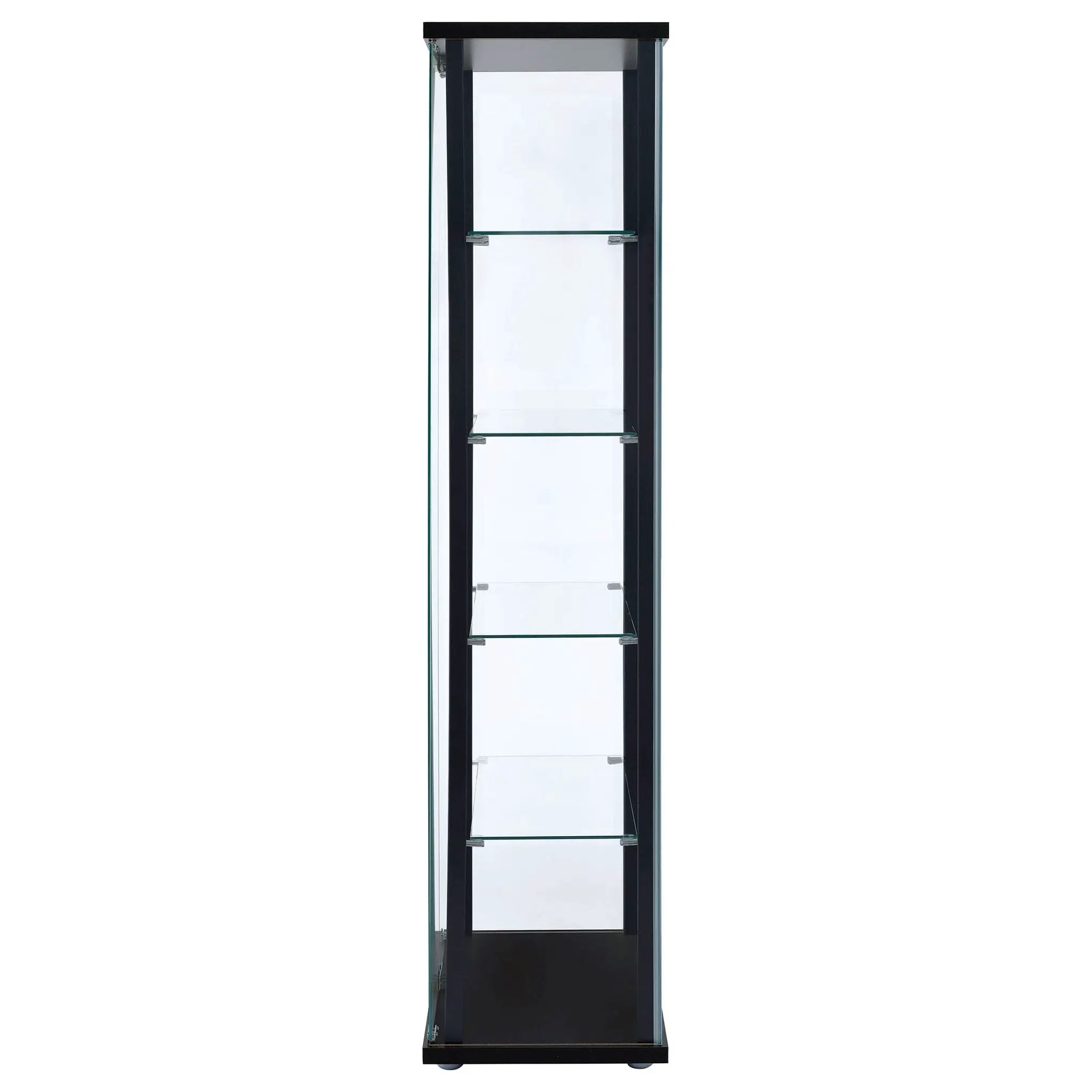Delphinium 4-Shelf Clear Glass Curio Display Cabinet Black by Unique Piece Furniture