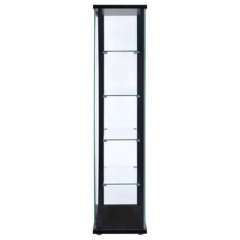 Delphinium 4-Shelf Clear Glass Curio Display Cabinet Black by Unique Piece Furniture