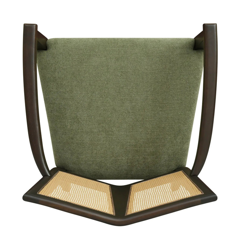 Mid Century Modern Arm Dining Chair Set With Rattan Backrest by HouseOfZazla