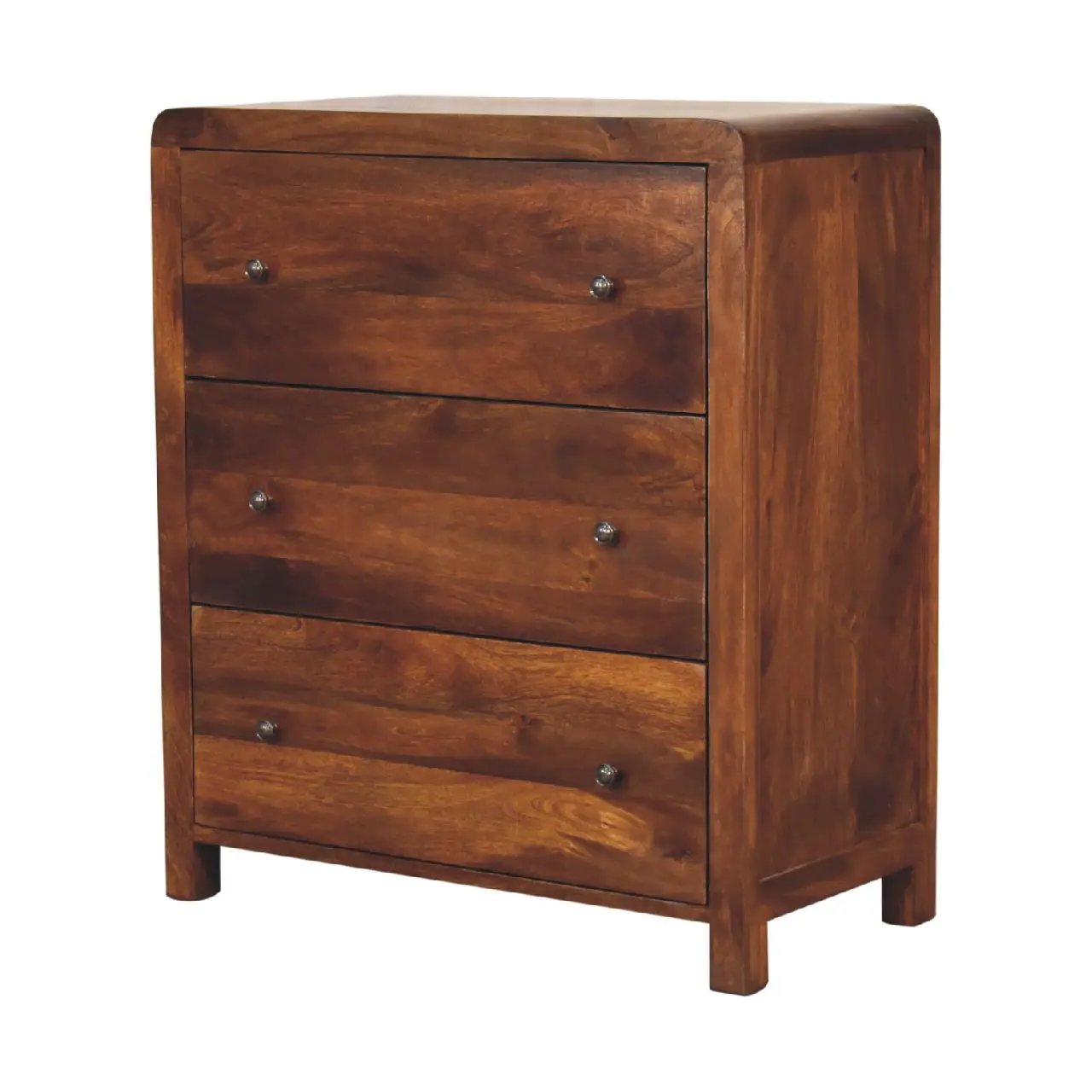 Solid Wood Aspen Chest, 3-Drawers, Chestnut by HouseOfZazla