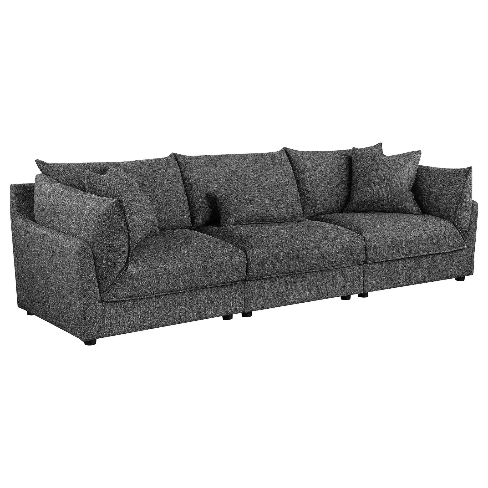 Sasha 3-Piece Upholstered Sofa Barely Black by Unique Piece Furniture
