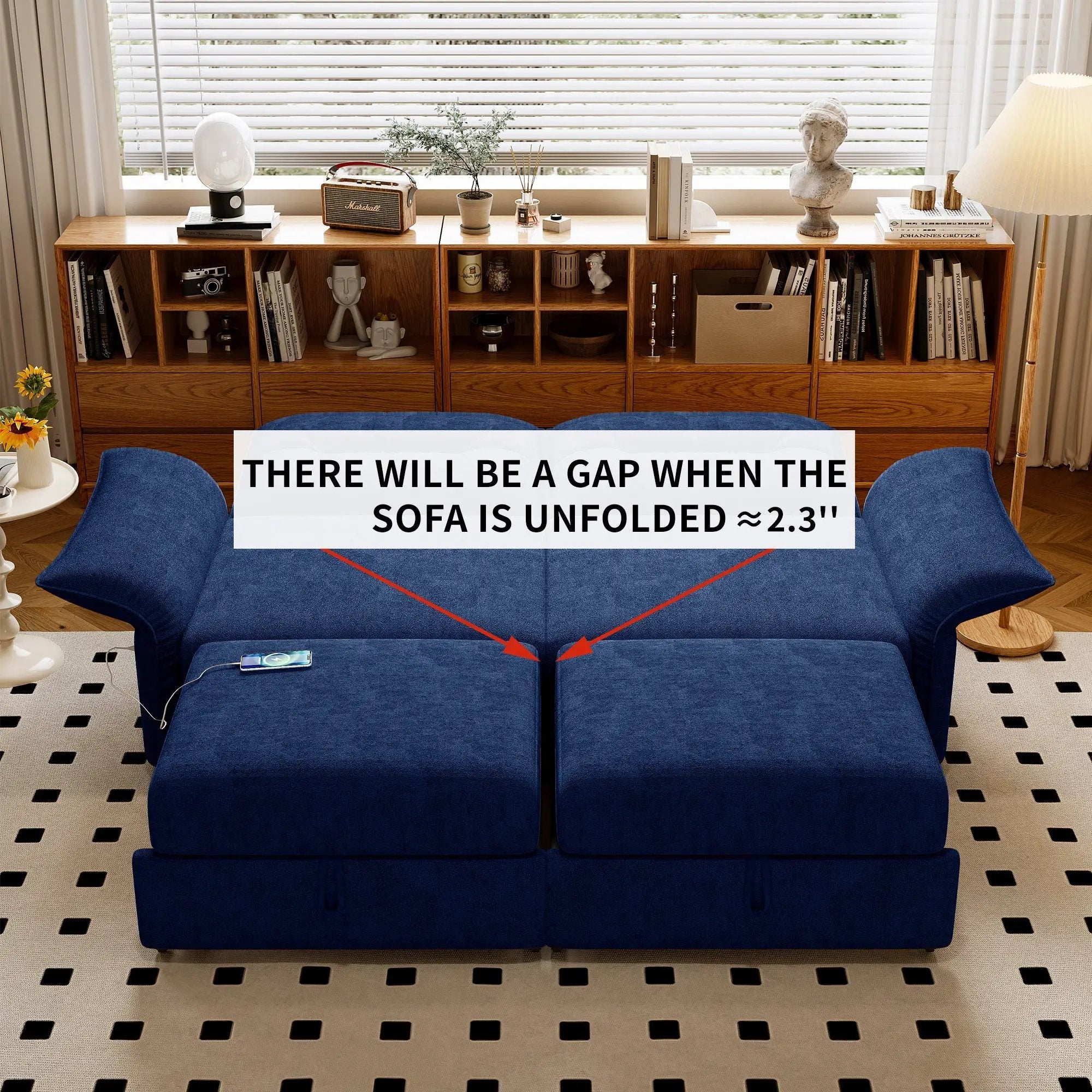Multi-Functional 85-Inch Convertible Sofa Bed by HouseOfZazla