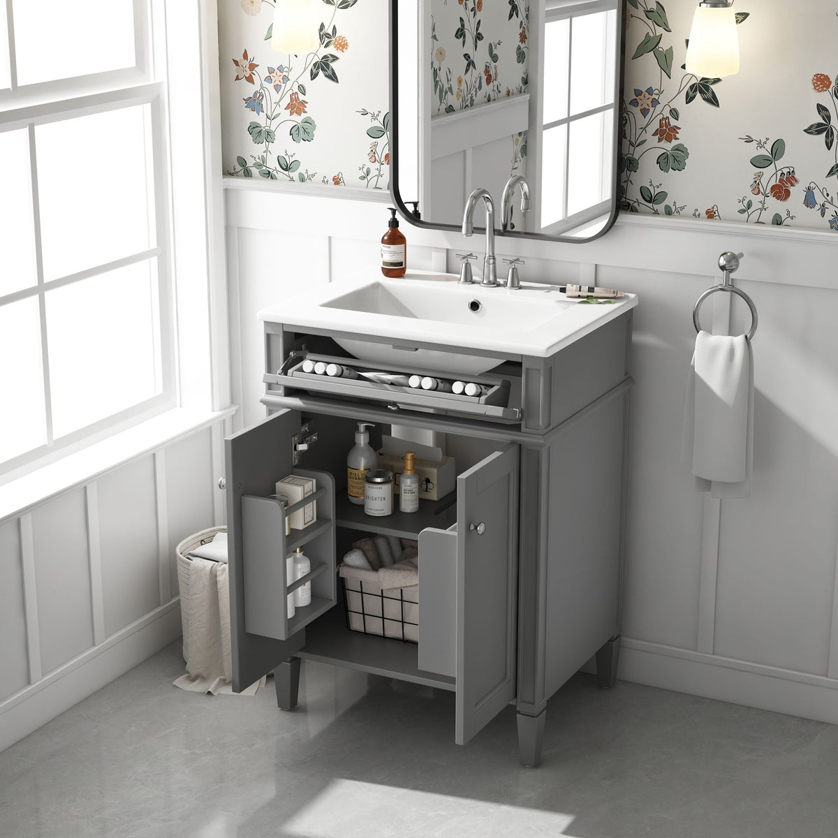 Bathroom Vanity With 2 Doors And Tip Out Drawer, Soft Closing Hinges, photo 12 of 28